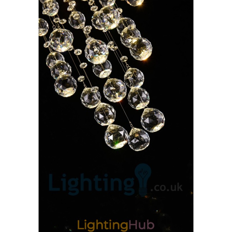 6 Light Modern K9 Crystal Round Flush Mount Ceiling Light