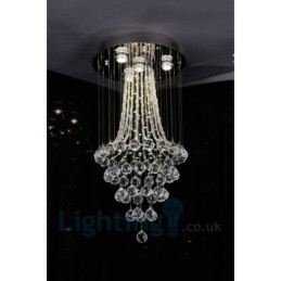4 Light Modern K9 Crystal Round Flush Mount Ceiling Light