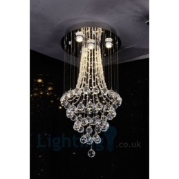 4 Light Modern K9 Crystal Round Flush Mount Ceiling Light