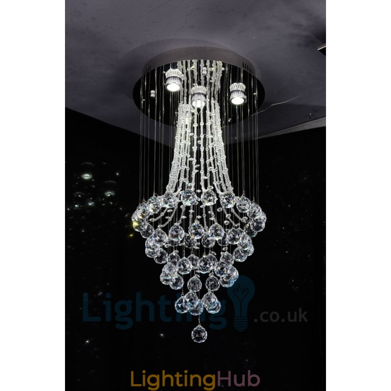 4 Light Modern K9 Crystal Round Flush Mount Ceiling Light