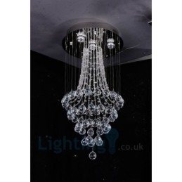 4 Light Modern K9 Crystal Round Flush Mount Ceiling Light