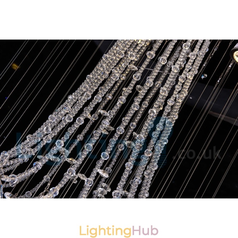 4 Light Modern K9 Crystal Round Flush Mount Ceiling Light