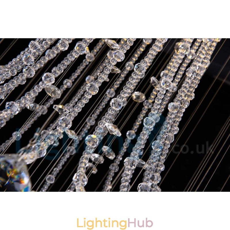 4 Light Modern K9 Crystal Round Flush Mount Ceiling Light