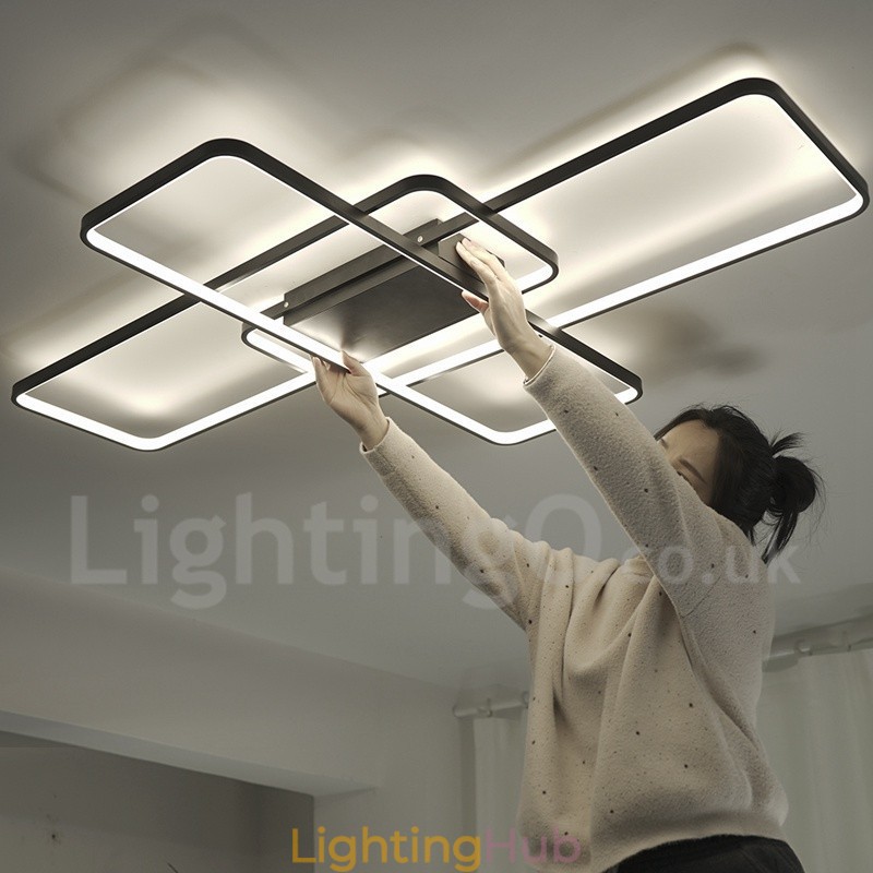 Modern Comtemporary Alumilium Painting Ceiling Light Flush Mount Wall Light with Remoter Dimmer for Living Room Bed Room Also Can Be Used As Wall Light