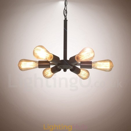 6 Light Rustic Retro Vintage Black Pendant Light Design 6 Light Rustic Retro Vintage Black Pendant Light Design