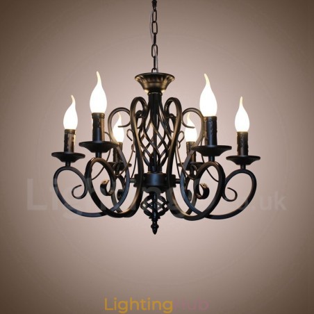 6 Light Rustic Retro Vintage Black White Pendant Candle Chandelier 6 Light Rustic Retro Vintage Black White Pendant Candle Chandelier