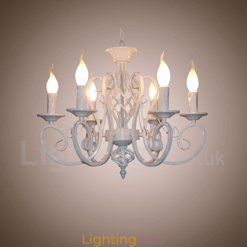 6 Light Rustic Retro Vintage Black White Pendant Candle Chandelier