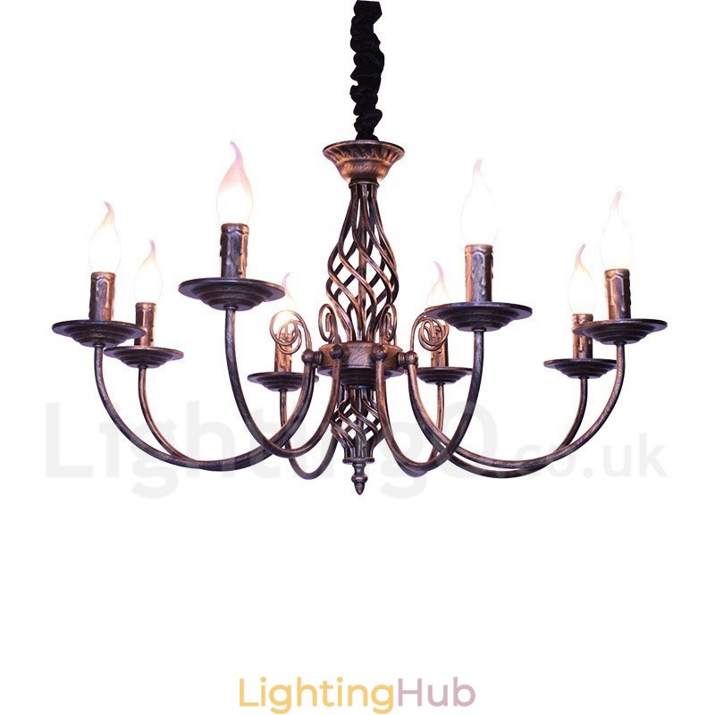 6 Light Rustic Retro Vintage Black White Pendant Candle Chandelier