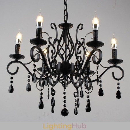 6 Light Crystal Rustic Retro Vintage Black White Blue Pendant Candle Chandelier 6 Light Crystal Rustic Retro Vintage Black White Blue Pendant Candle Chandelier