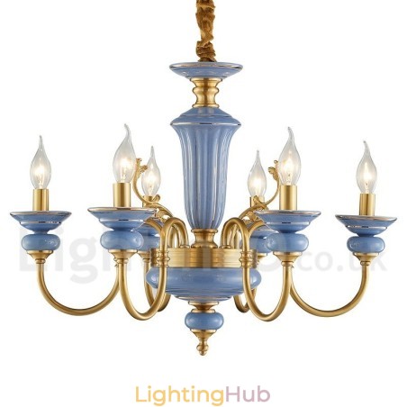 Retro Vintage Brass Ceramics Pendant Candle Chandelier Retro Vintage Brass Ceramics Pendant Candle Chandelier