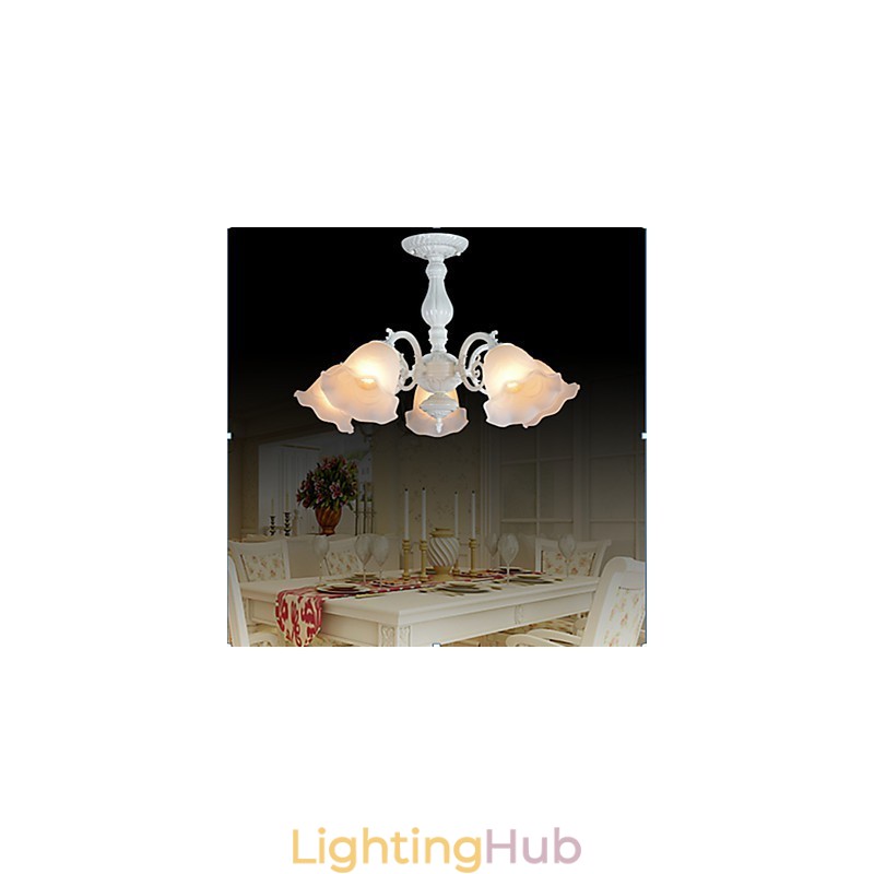 Flush Mount Five Lights White European Retro Classic