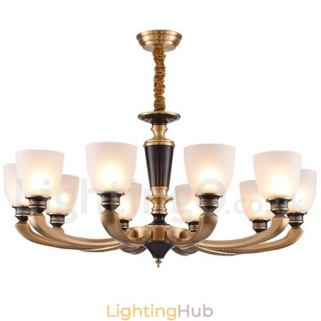 Pure Brass Luxurious Rustic Retro Vintage Brass Pendant Candle Chandelier with Glass Shades Pure Brass Luxurious Rustic Retro Vintage Brass Pendant Candle Chandelier with Glass Shades