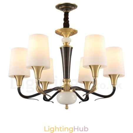 Pure Brass Luxurious Rustic Retro Vintage Brass Stone Pendant Candle Chandelier with Glass Shades Pure Brass Luxurious Rustic Retro Vintage Brass Stone Pendant Candle Chandelier with Glass Shades
