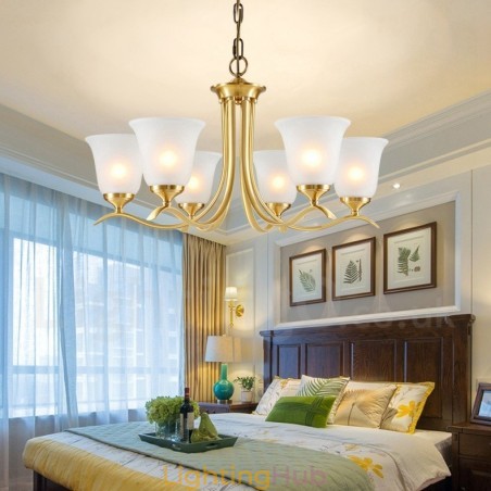 Pure Brass Luxurious Rustic Retro Vintage Brass Pendant Candle Chandelier with Glass Shades Pure Brass Luxurious Rustic Retro Vintage Brass Pendant Candle Chandelier with Glass Shades