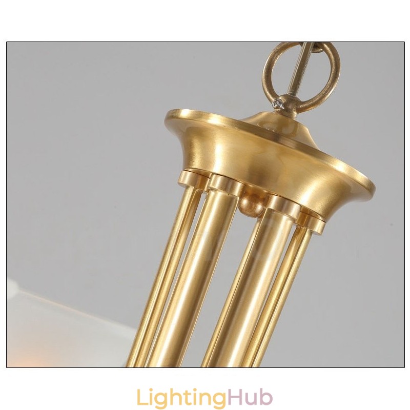 Pure Brass Luxurious Rustic Retro Vintage Brass Pendant Candle Chandelier with Glass Shades