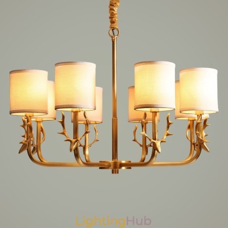 Pure Brass Luxurious Rustic Retro Vintage Brass Pendant Candle Chandelier with Fabric Shades Pure Brass Luxurious Rustic Retro Vintage Brass Pendant Candle Chandelier with Fabric Shades