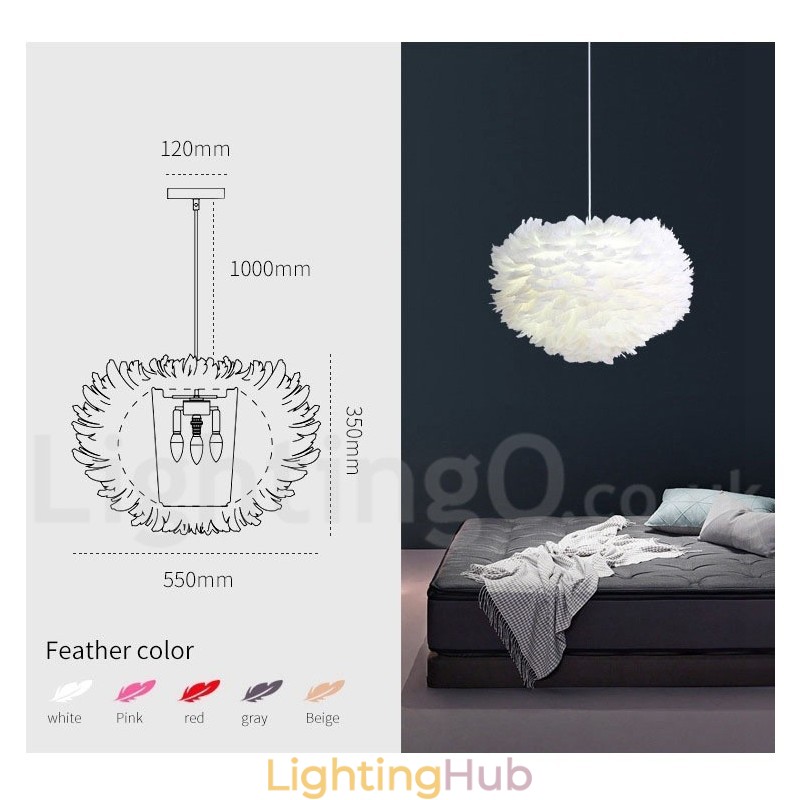 Multi Colours Feather Chandelier Modern Contemporary Pendant Light