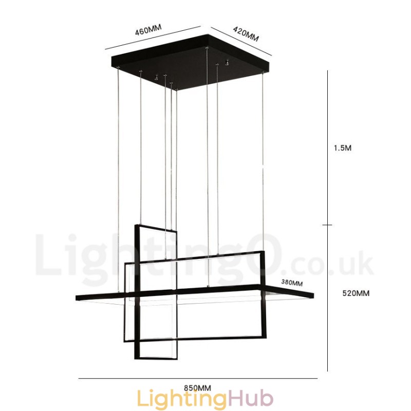 Dimmable Linear Pendant Light with Remote Control Ambient Light Painted Finishes Aluminum Modern Design