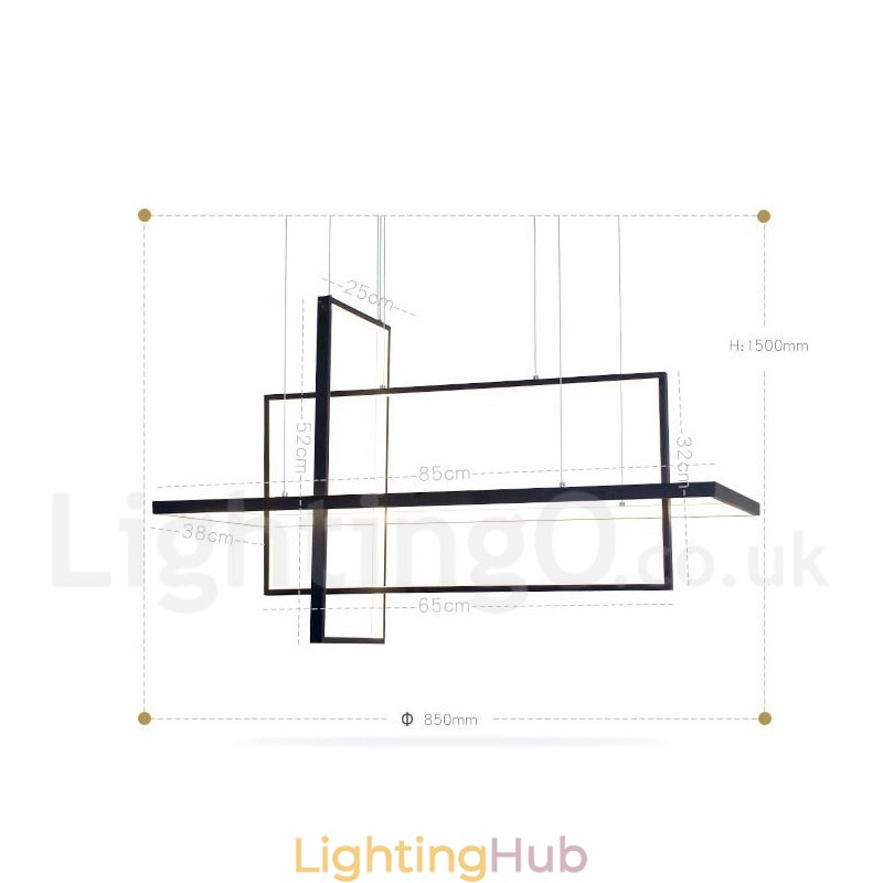 Dimmable Linear Pendant Light with Remote Control Ambient Light Painted Finishes Aluminum Modern Design