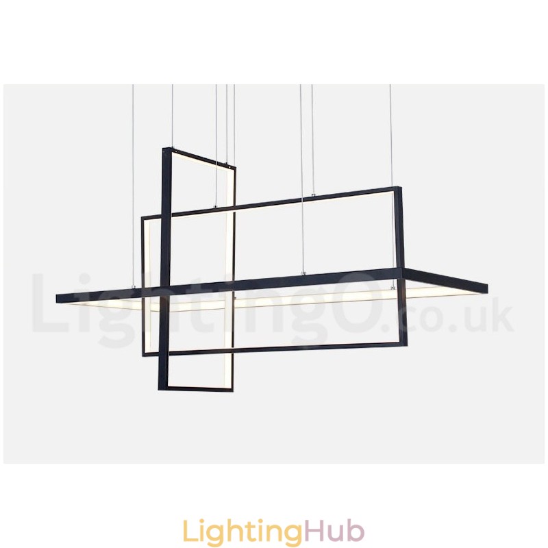 Dimmable Linear Pendant Light with Remote Control Ambient Light Painted Finishes Aluminum Modern Design