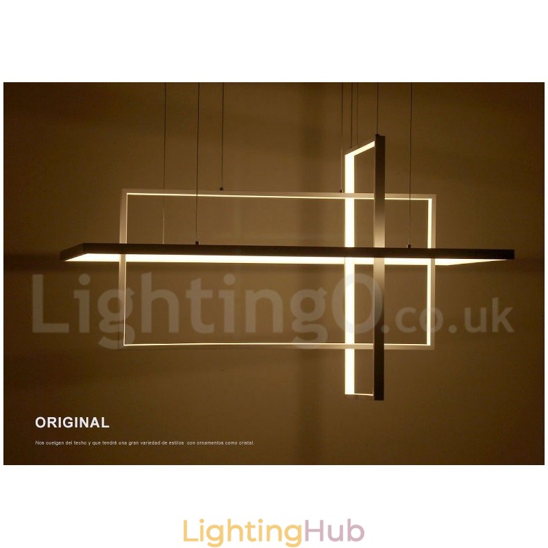 Dimmable Linear Pendant Light with Remote Control Ambient Light Painted Finishes Aluminum Modern Design