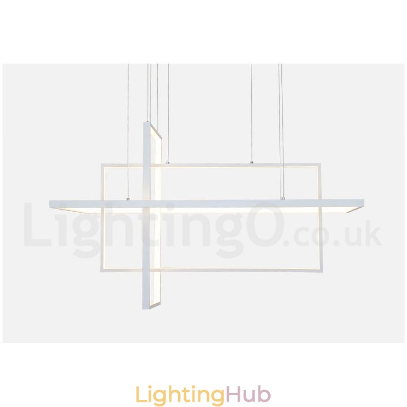 Dimmable Linear Pendant Light with Remote Control Ambient Light Painted Finishes Aluminum Modern Design