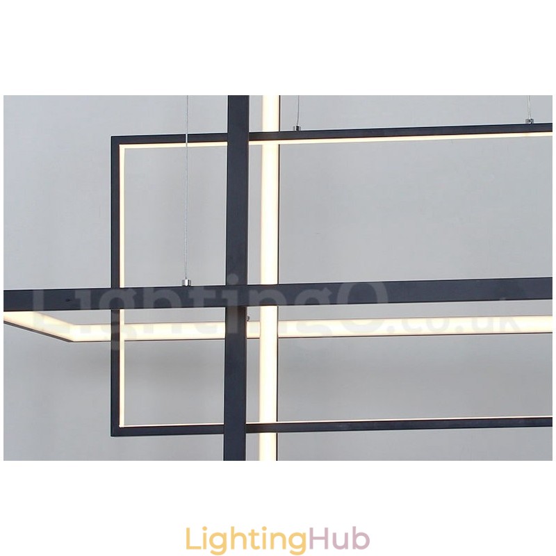Dimmable Linear Pendant Light with Remote Control Ambient Light Painted Finishes Aluminum Modern Design
