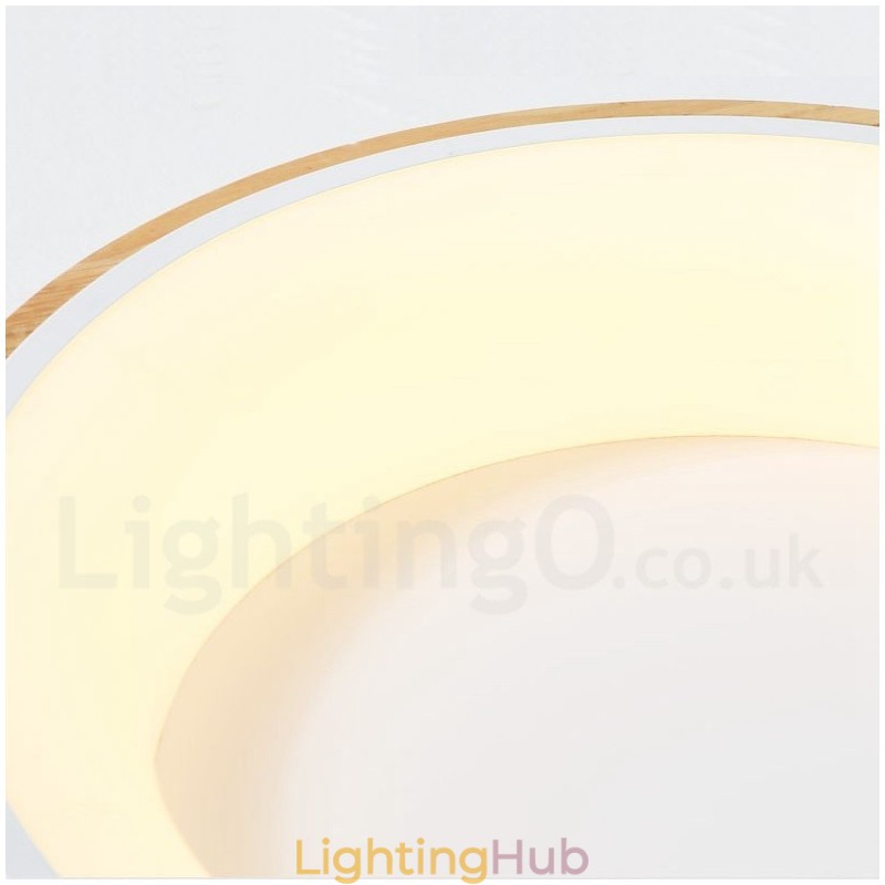Dimmable Multi Colours Round Wood Ceiling Light with Acrylic Shade Ceiling Lamp Nordic Style