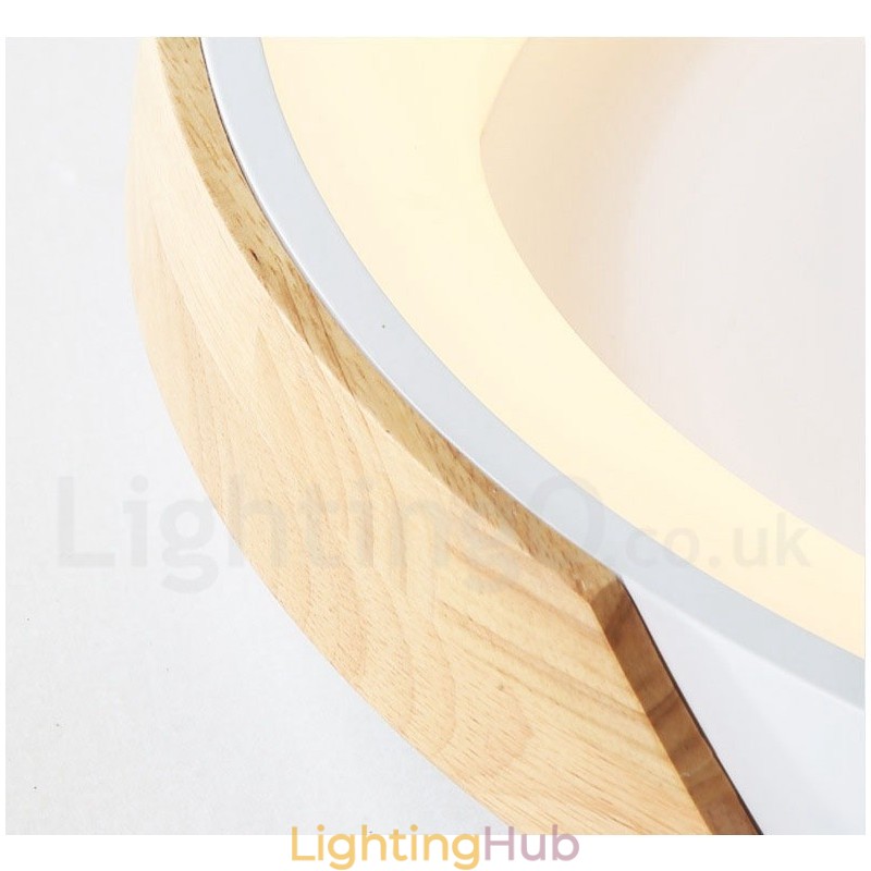 Dimmable Multi Colours Round Wood Ceiling Light with Acrylic Shade Ceiling Lamp Nordic Style