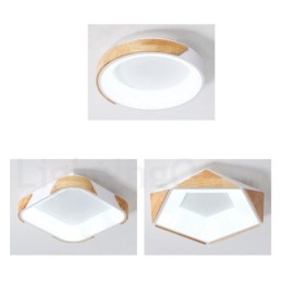 Dimmable Multi Colours Square Wood Ceiling Light with Acrylic Shade Ceiling Lamp Nordic Style