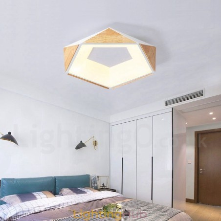 Dimmable Multi Colours Pentagon Wood Ceiling Light with Acrylic Shade Ceiling Lamp Nordic Style Dimmable Multi Colours Pentagon Wood Ceiling Light with Acrylic Shade Ceiling Lamp Nordic Style