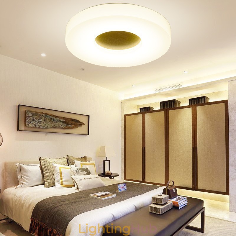 Dimmable Ultra thin Round Wood Ceiling Light with Acrylic Shade Ceiling Lamp Nordic Style
