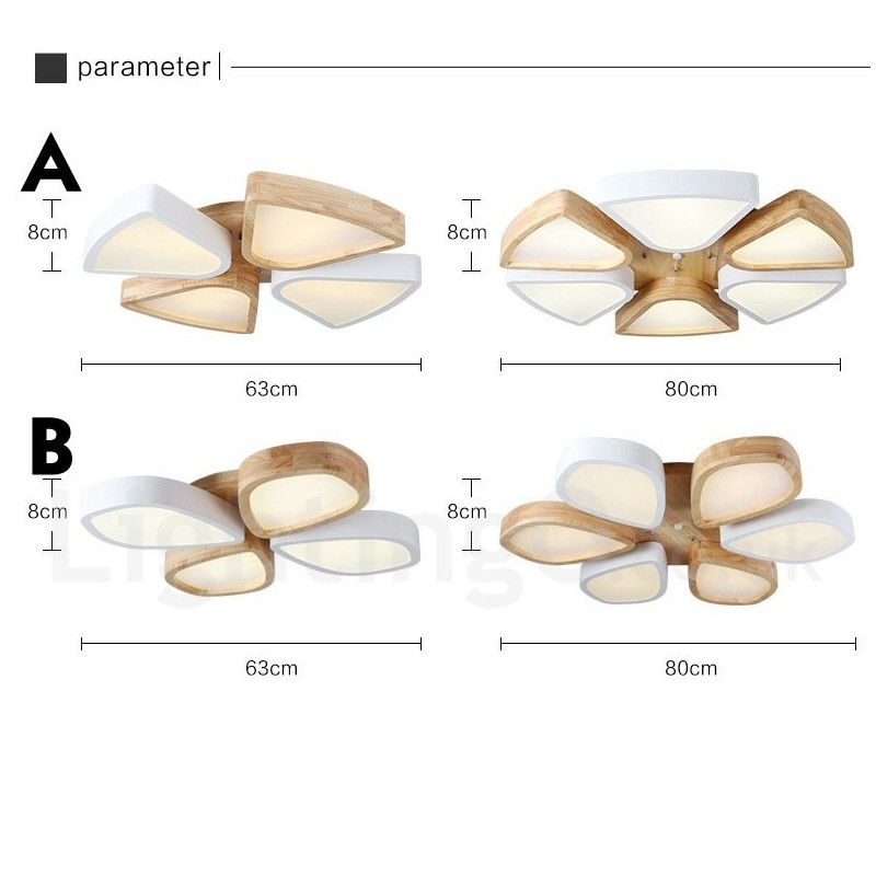 Dimmable Ultra thin Petal Wood Ceiling Light with Acrylic Shade Ceiling Lamp Nordic Style