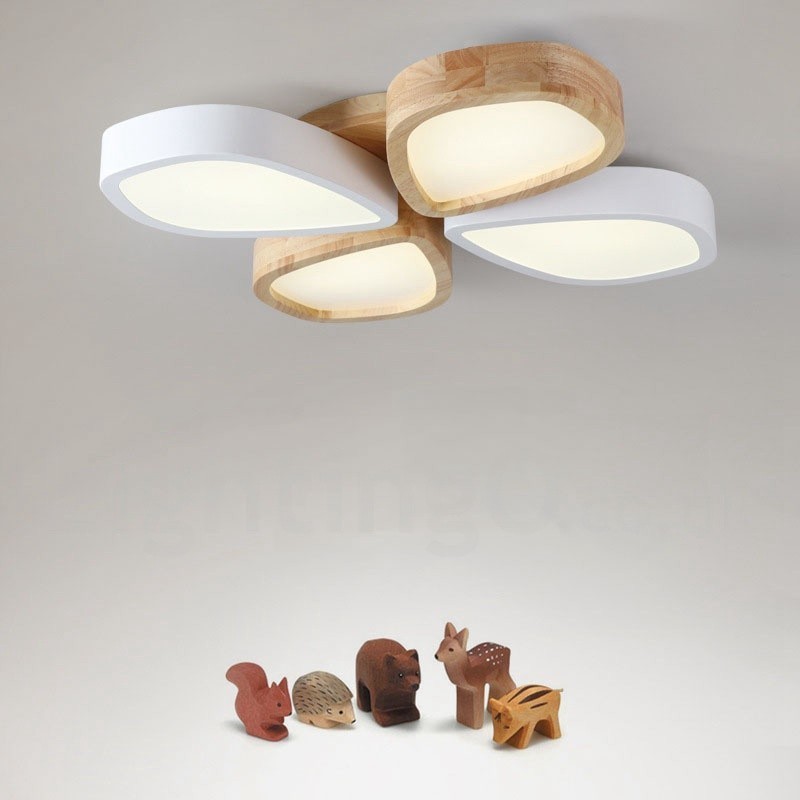 Dimmable Ultra thin Petal Wood Ceiling Light with Acrylic Shade Ceiling Lamp Nordic Style