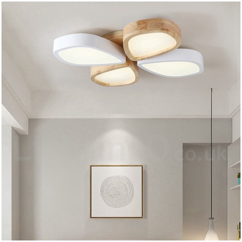 Dimmable Ultra thin Petal Wood Ceiling Light with Acrylic Shade Ceiling Lamp Nordic Style