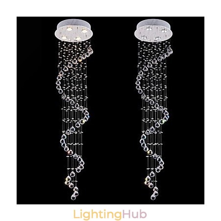 Crystal Pendant Light Chandelier Lighting 4 Lights Silver Canpoy Clear K9 Crystal Helix Ceiling Lamps H150CM Crystal Pendant Light Chandelier Lighting 4 Lights Silver Canpoy Clear K9 Crystal Helix Ceiling Lamps H150CM