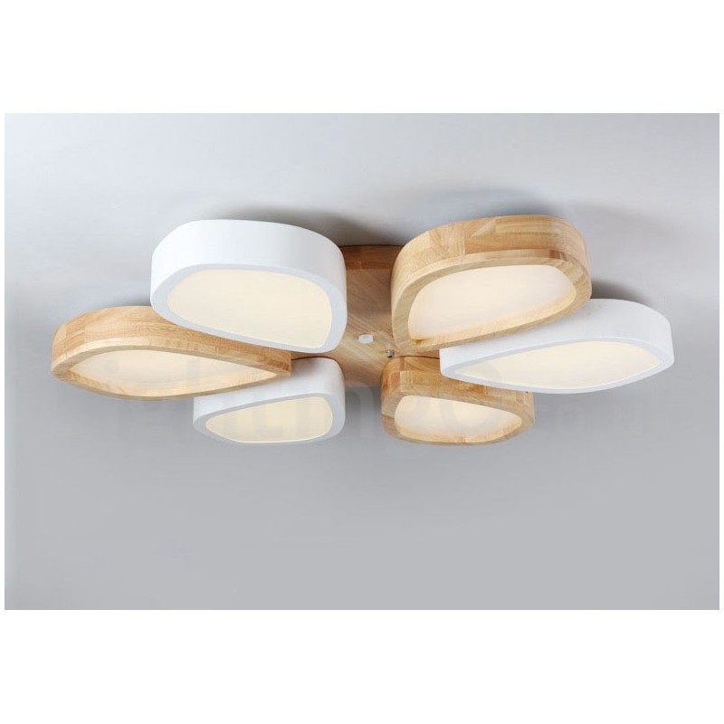 Dimmable Ultra thin Petal Wood Ceiling Light with Acrylic Shade Ceiling Lamp Nordic Style