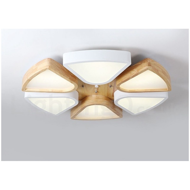 Dimmable Ultra thin Petal Wood Ceiling Light with Acrylic Shade Ceiling Lamp Nordic Style