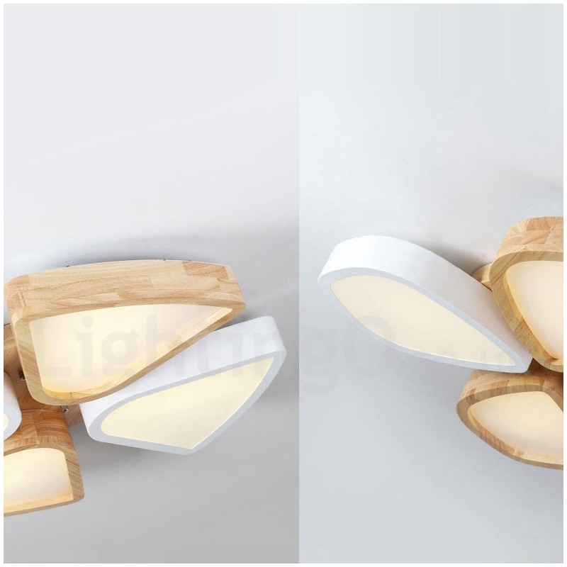 Dimmable Ultra thin Petal Wood Ceiling Light with Acrylic Shade Ceiling Lamp Nordic Style