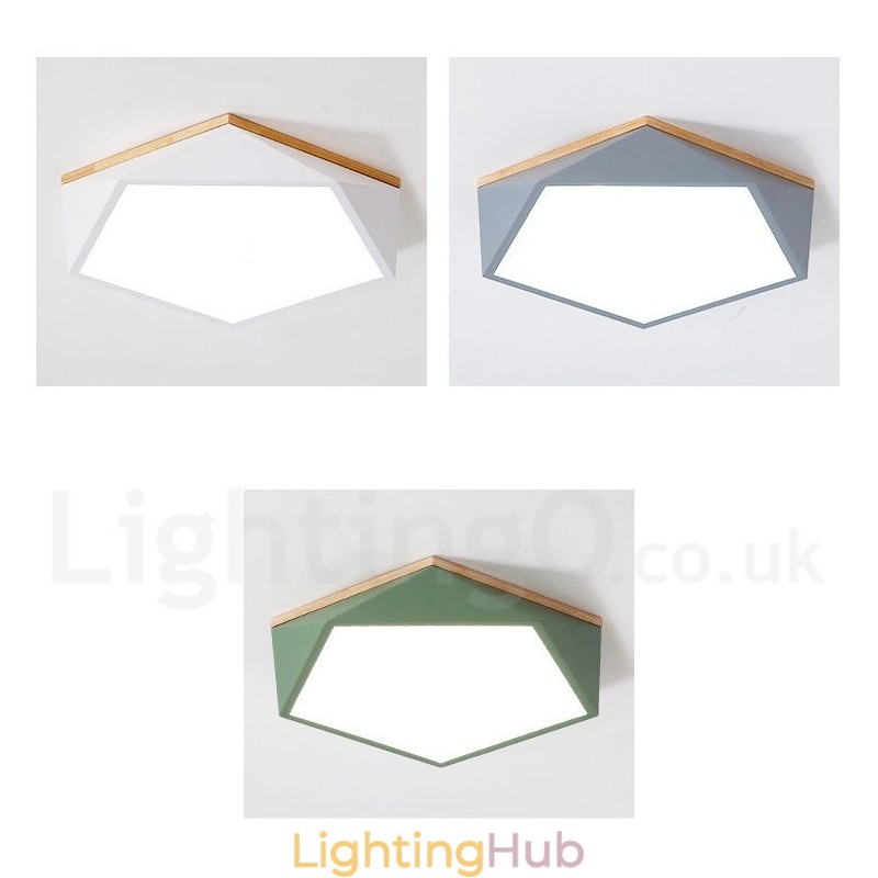 Dimmable Macaron Multi Colours Wood Ceiling Light with Acrylic Shade Ceiling Lamp Nordic Style