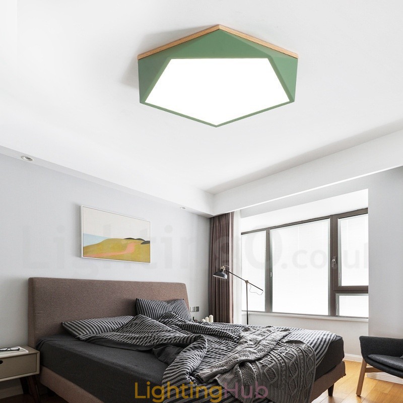 Dimmable Macaron Multi Colours Wood Ceiling Light with Acrylic Shade Ceiling Lamp Nordic Style