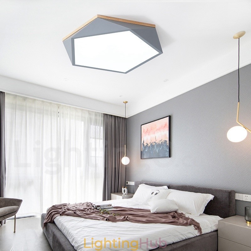 Dimmable Macaron Multi Colours Wood Ceiling Light with Acrylic Shade Ceiling Lamp Nordic Style