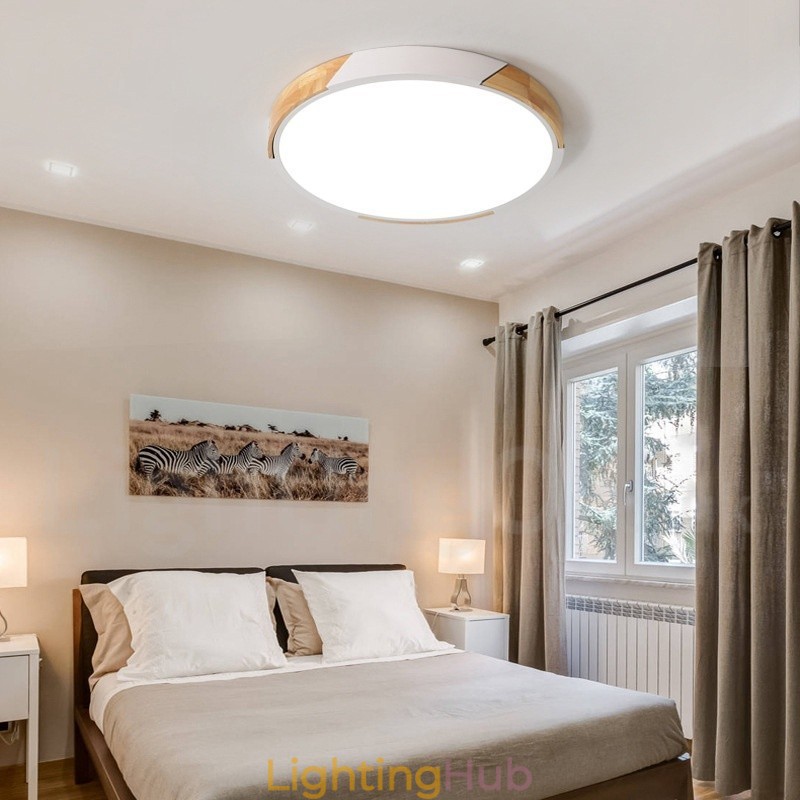 Dimmable Macaron Multi Colours Wood Ultra thin Ceiling Light with Acrylic Shade Ceiling Lamp Nordic Style