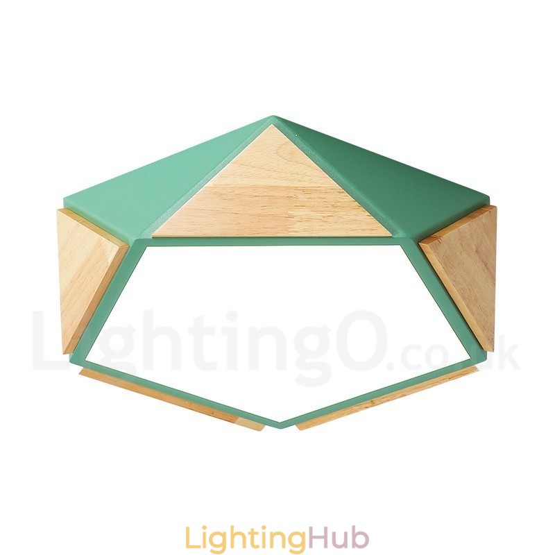 Dimmable Macaron Multi Colours Wood Ceiling Light with Acrylic Shade Ceiling Lamp Nordic Style