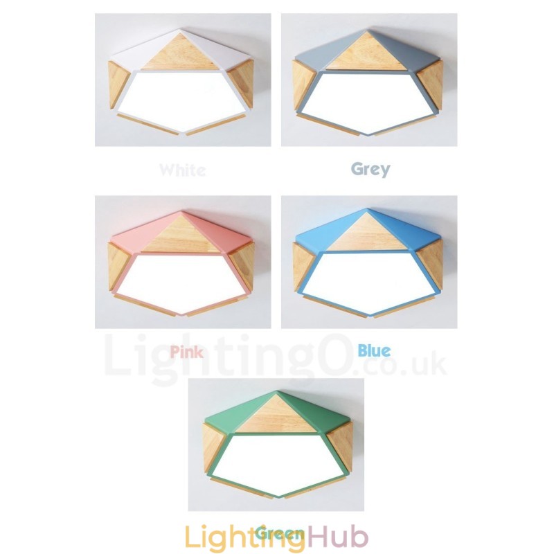 Dimmable Macaron Multi Colours Wood Ceiling Light with Acrylic Shade Ceiling Lamp Nordic Style