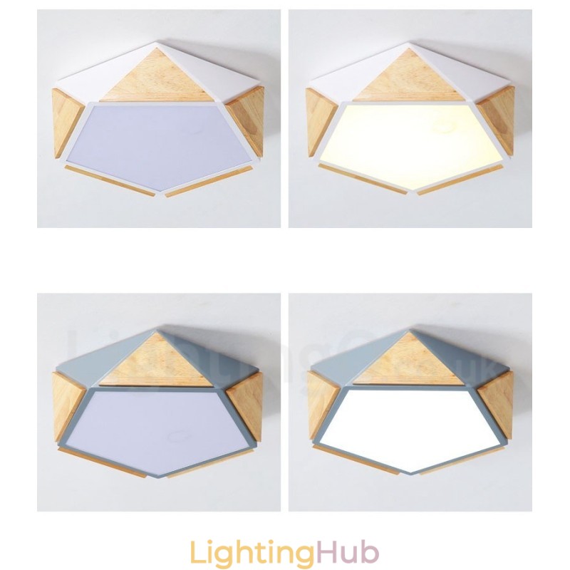 Dimmable Macaron Multi Colours Wood Ceiling Light with Acrylic Shade Ceiling Lamp Nordic Style