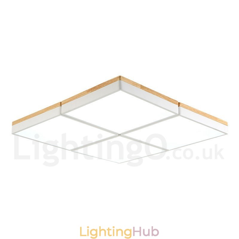 Large Square Dimmable Macaron Ultra thin Multi Colours Wood Ceiling Light with Acrylic Shade Ceiling Lamp Nordic Style