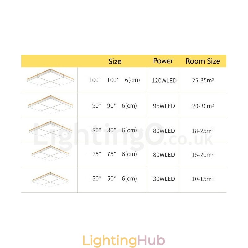 Large Square Dimmable Macaron Ultra thin Multi Colours Wood Ceiling Light with Acrylic Shade Ceiling Lamp Nordic Style