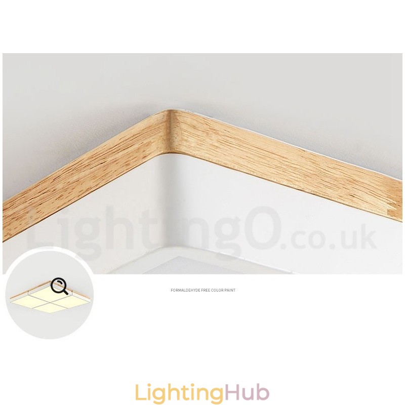 Large Square Dimmable Macaron Ultra thin Multi Colours Wood Ceiling Light with Acrylic Shade Ceiling Lamp Nordic Style