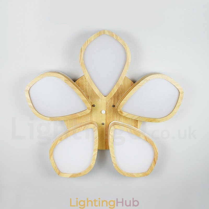 Wood Petal Ceiling Light with Acrylic Shade Ceiling Lamp Nordic Style